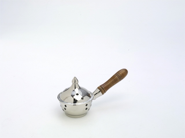 Weihrauchpfanne mit Holzgriff Silber 17 cm (12-403