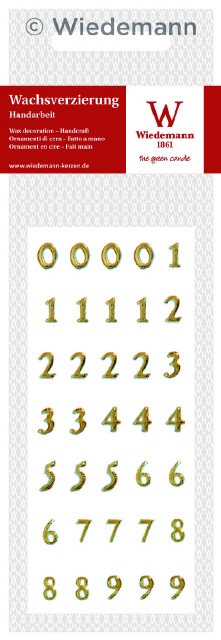 Wachs Zahlen Set in Gold 8 mm